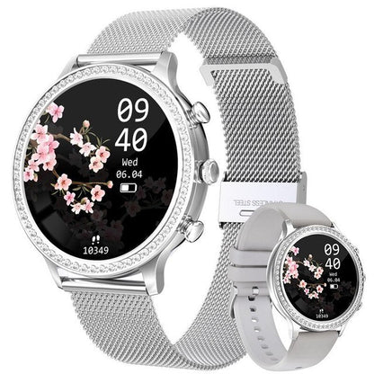 "Stijlvol SmartPulse gezondheidsmonitor horloge met touchscreen en verstelbare band, rosé goud afwerking, IP68 waterbestendig