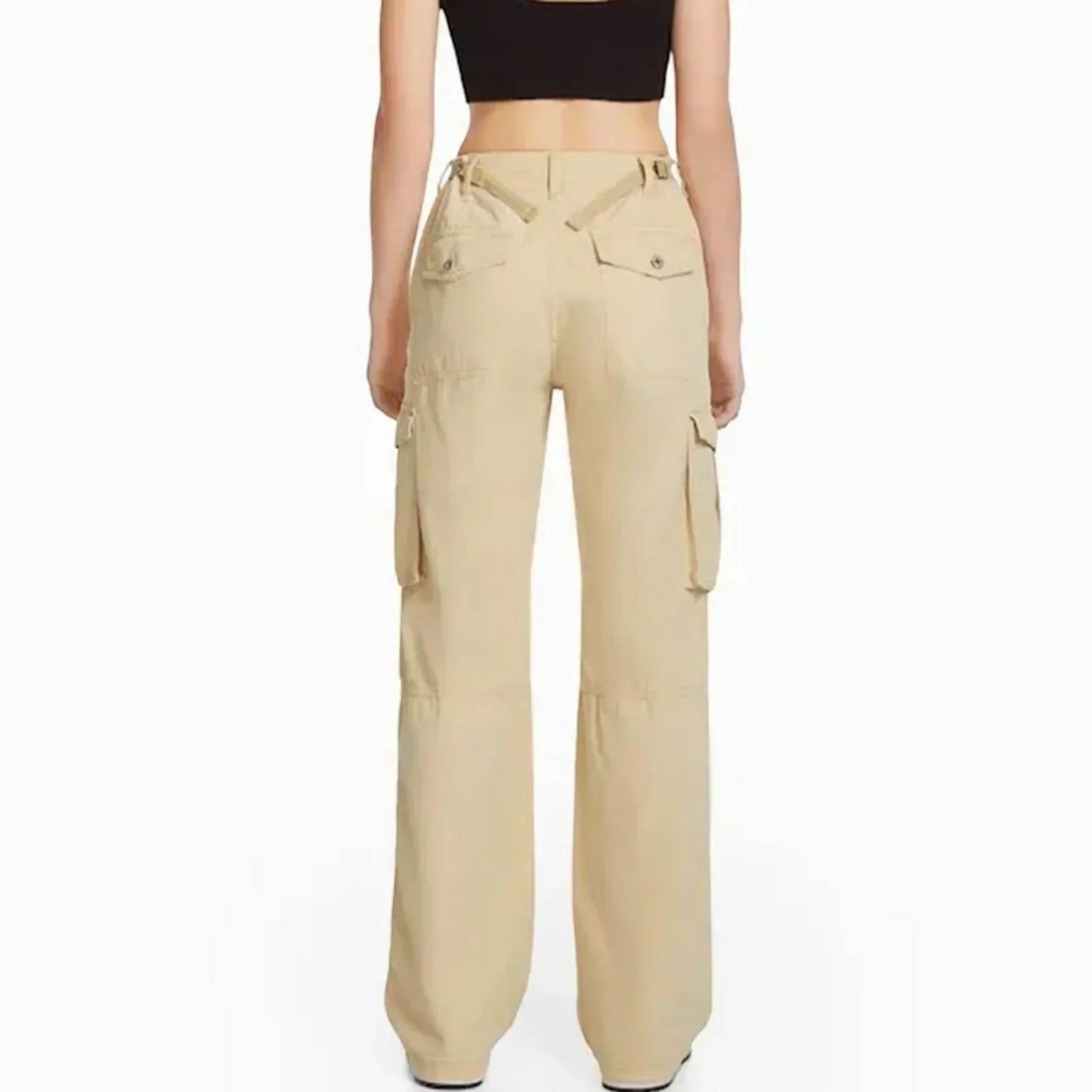 Stijlvolle blauwe cargo broek met verstelbare taille en cargozakken, ideaal voor moderne vrouwen. Comfortabel en trendy.
