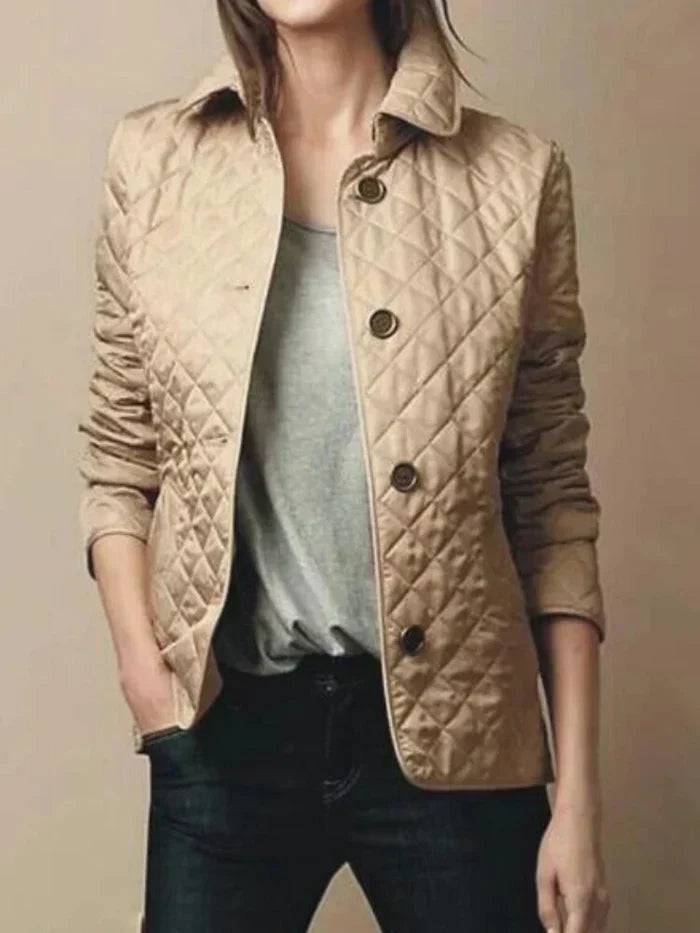 "Stijlvolle damesjas in beige met luxe stoffen, ademend en veelzijdig, perfect voor elke seizoensoutfit."