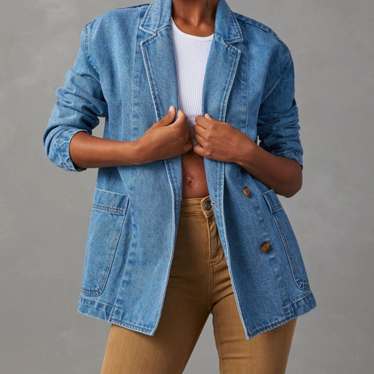 "Stijlvolle en veelzijdige dames denim jas, lichtgewicht, perfect voor casual en elegante outfits, hoge kwaliteit materiaal."