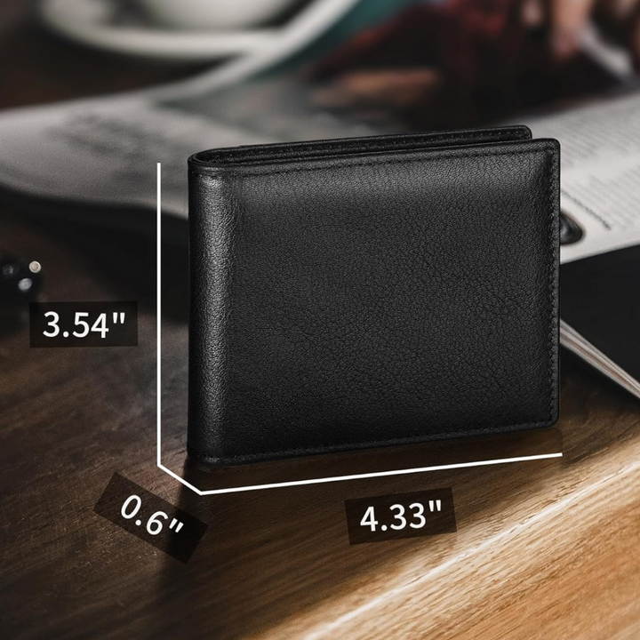 Heren accessoire: bruine leren portemonnee met RFID. Praktisch bifold design voor dagelijks gebruik.