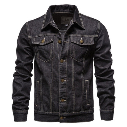 "Stijlvolle heren denim jas met knoopsluiting, praktische zakken en tijdloos ontwerp. Perfecte casual jas voor elke gelegenhe