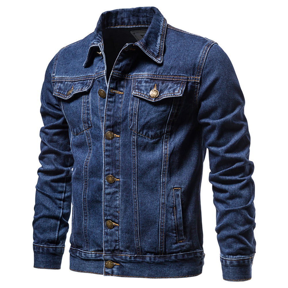 "Stijlvolle heren denim jas met knoopsluiting, praktische zakken en tijdloos ontwerp. Perfecte casual jas voor elke gelegenhe