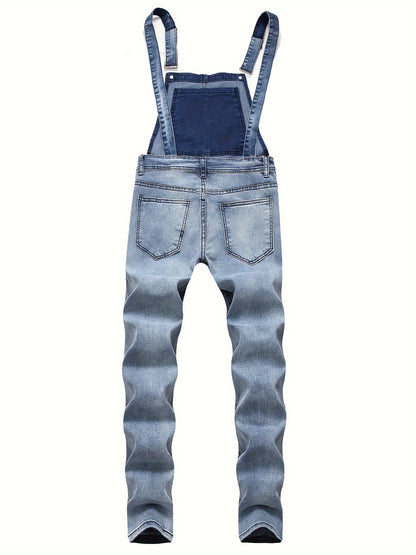 "Stijlvolle heren denim overall, regular fit, van premium katoenmix met raw denim look en effen kleur voor dagelijks gebruik.