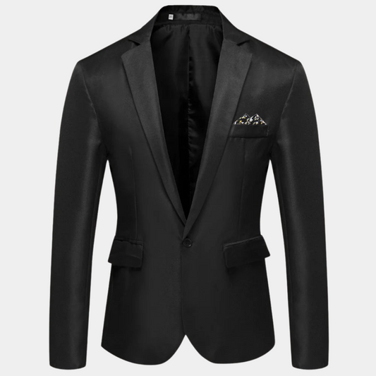 "Stijlvolle herenblazer in luxe polyester, verkrijgbaar in diverse kleuren en maten, voor elke gelegenheid en stijl."