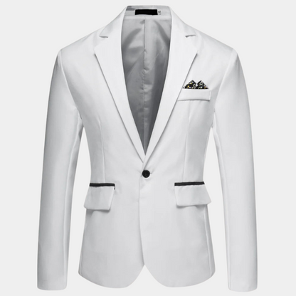"Stijlvolle herenblazer in luxe polyester, verkrijgbaar in diverse kleuren en maten, voor elke gelegenheid en stijl."