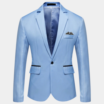 "Stijlvolle herenblazer in luxe polyester, verkrijgbaar in diverse kleuren en maten, voor elke gelegenheid en stijl."