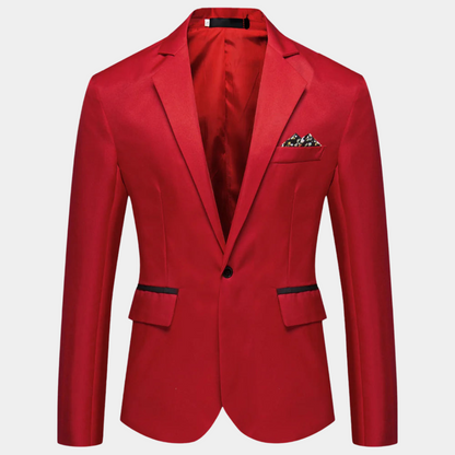"Stijlvolle herenblazer in luxe polyester, verkrijgbaar in diverse kleuren en maten, voor elke gelegenheid en stijl."