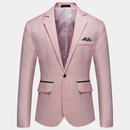 "Stijlvolle herenblazer in luxe polyester, verkrijgbaar in diverse kleuren en maten, voor elke gelegenheid en stijl."