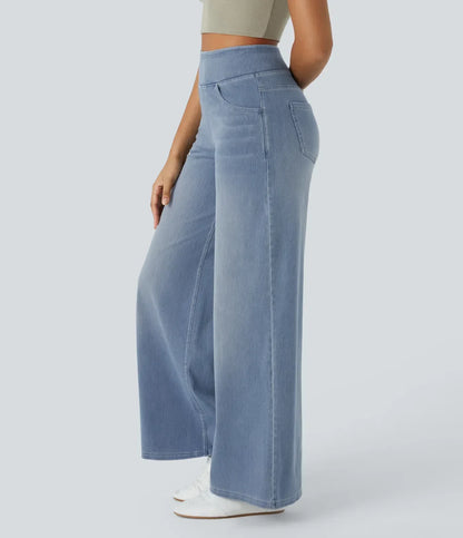 "Stijlvolle hoge taille elastische broek voor dames, flatteuze pasvorm, veelzijdig en comfortabel voor elke gelegenheid."