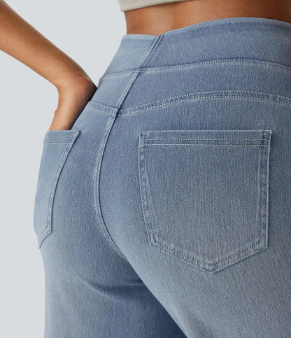 "Stijlvolle hoge taille elastische broek voor dames, flatteuze pasvorm, veelzijdig en comfortabel voor elke gelegenheid."