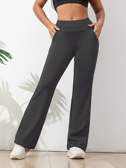 "Stijlvolle Kehlani flared broek voor dames, elastische taille, trendy flair, mix van comfort en chique stijl."