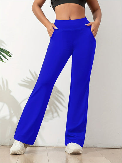 "Stijlvolle Kehlani flared broek voor dames, elastische taille, trendy flair, mix van comfort en chique stijl."