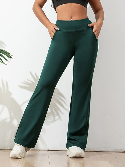"Stijlvolle Kehlani flared broek voor dames, elastische taille, trendy flair, mix van comfort en chique stijl."