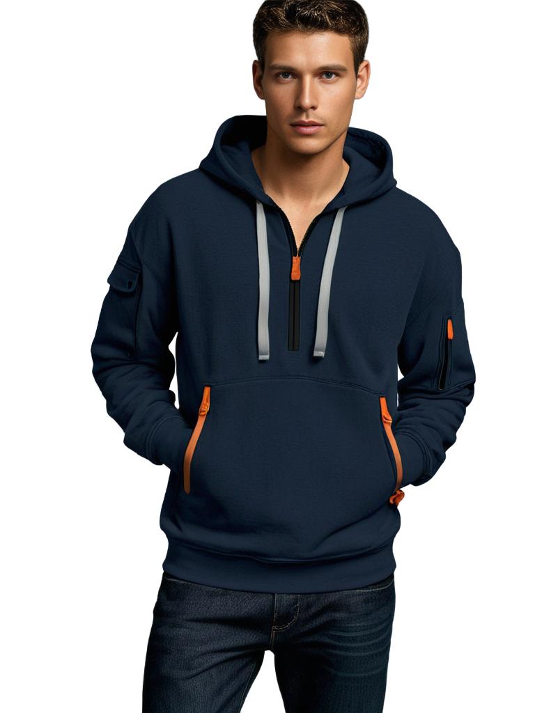 "Stijlvolle khaki herenhoodie met comfortabele pasvorm, ideaal voor zomer, gemaakt van ademende stof voor casual en sportieve