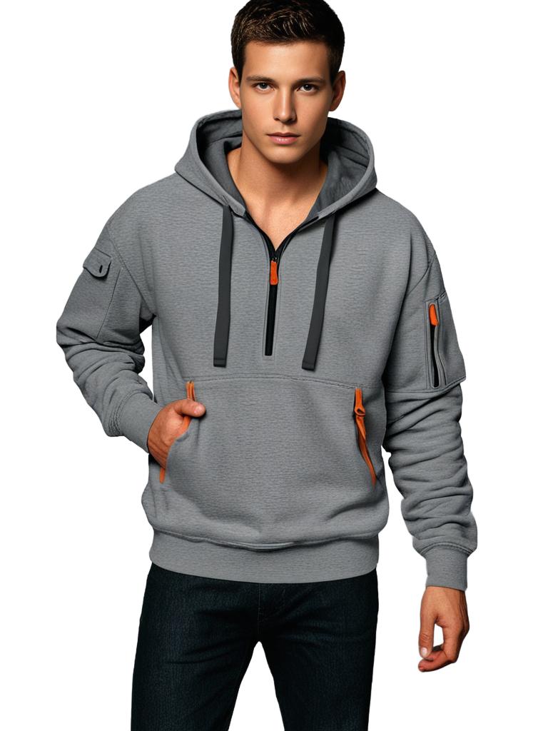"Stijlvolle khaki herenhoodie met comfortabele pasvorm, ideaal voor zomer, gemaakt van ademende stof voor casual en sportieve