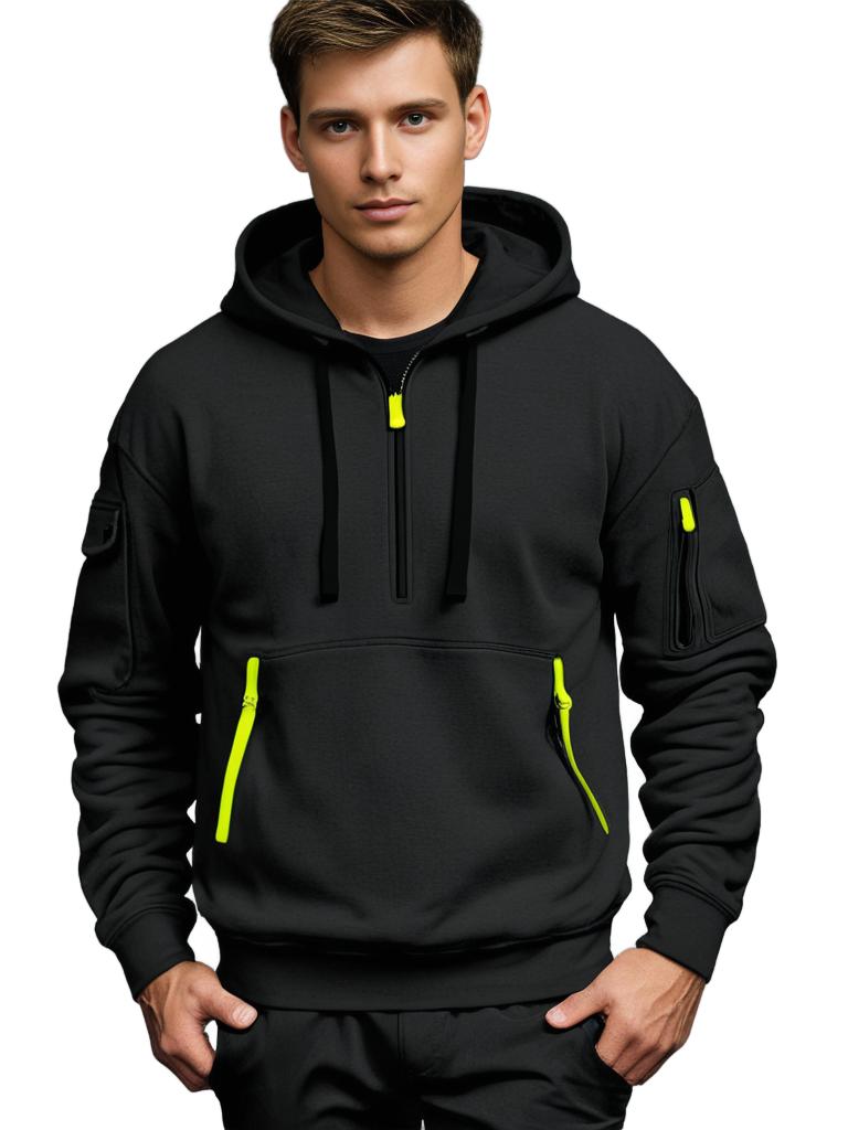 "Stijlvolle khaki herenhoodie met comfortabele pasvorm, ideaal voor zomer, gemaakt van ademende stof voor casual en sportieve