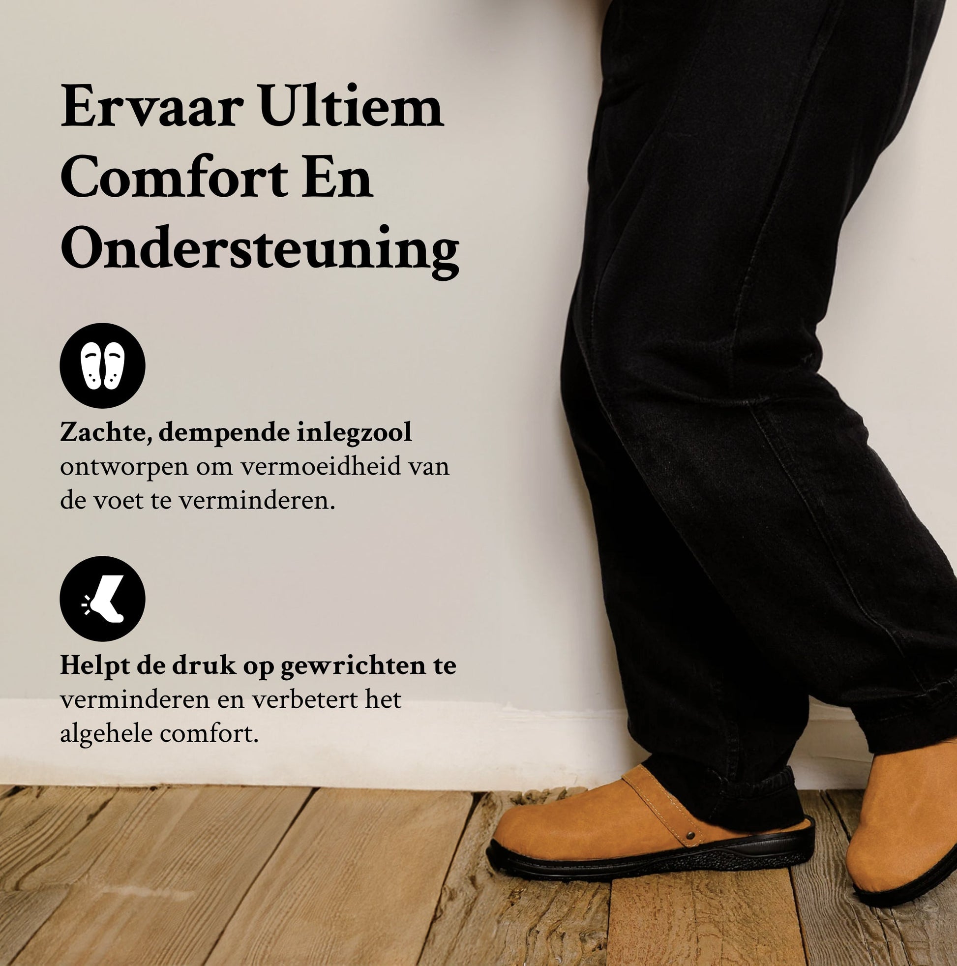 "Stijlvolle orthopedische leren herenpantoffels met verstelbare band en antislipzool in luxe, ademend materiaal."