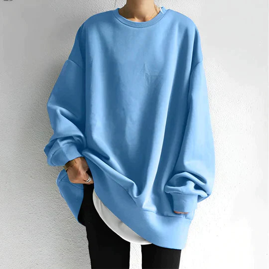 "Stijlvolle oversized trui met ronde hals, lange mouwen, zacht gebreid, ademend textiel, perfect voor casual streetwear."