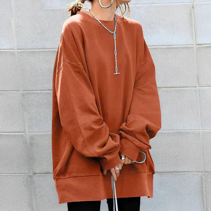 "Stijlvolle oversized trui met ronde hals, lange mouwen, zacht gebreid, ademend textiel, perfect voor casual streetwear."