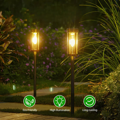 "Stijlvolle Solar Powered Torch Light voor tuin, duurzaam design, zwart, oplaadbaar zonnepaneel voor automatische verlichting