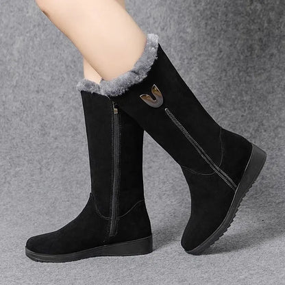 "Stijlvolle Tina halfhoge laarzen zwart, isolerende voering, trendy winterontwerp, vrouwelijke schoenen, ritssluiting."