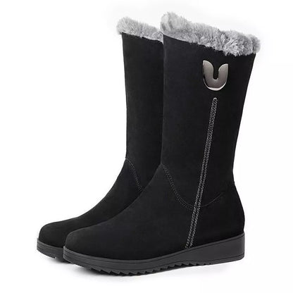 "Stijlvolle Tina halfhoge laarzen zwart, isolerende voering, trendy winterontwerp, vrouwelijke schoenen, ritssluiting."