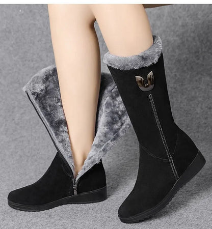 "Stijlvolle Tina halfhoge laarzen zwart, isolerende voering, trendy winterontwerp, vrouwelijke schoenen, ritssluiting."