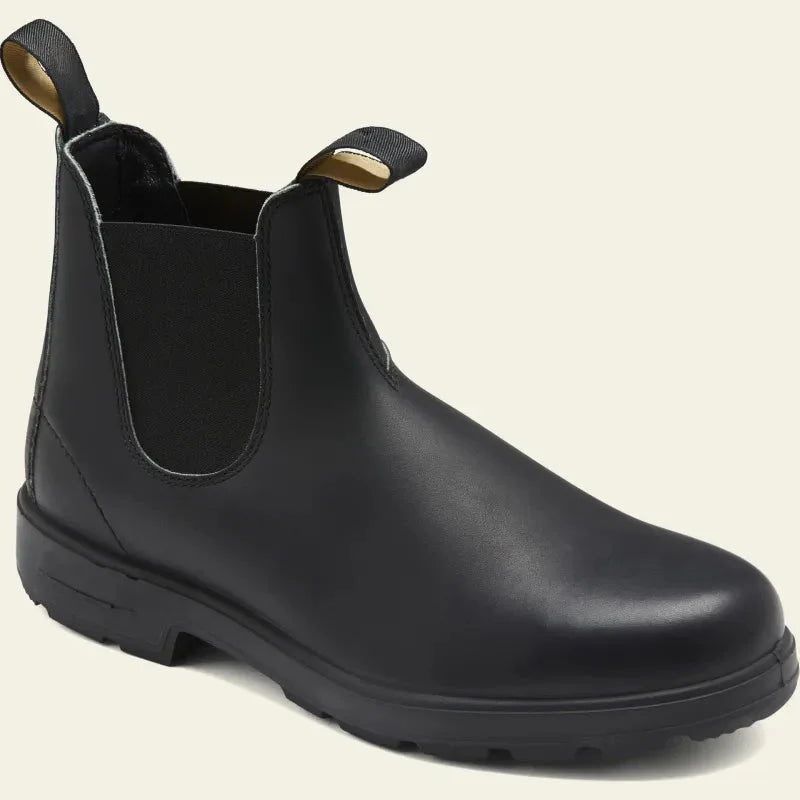 "Stijlvolle waterdichte heren Chelsea boots, zwart leer met elastische inzet; geschikt voor regenachtig weer en dagelijks geb