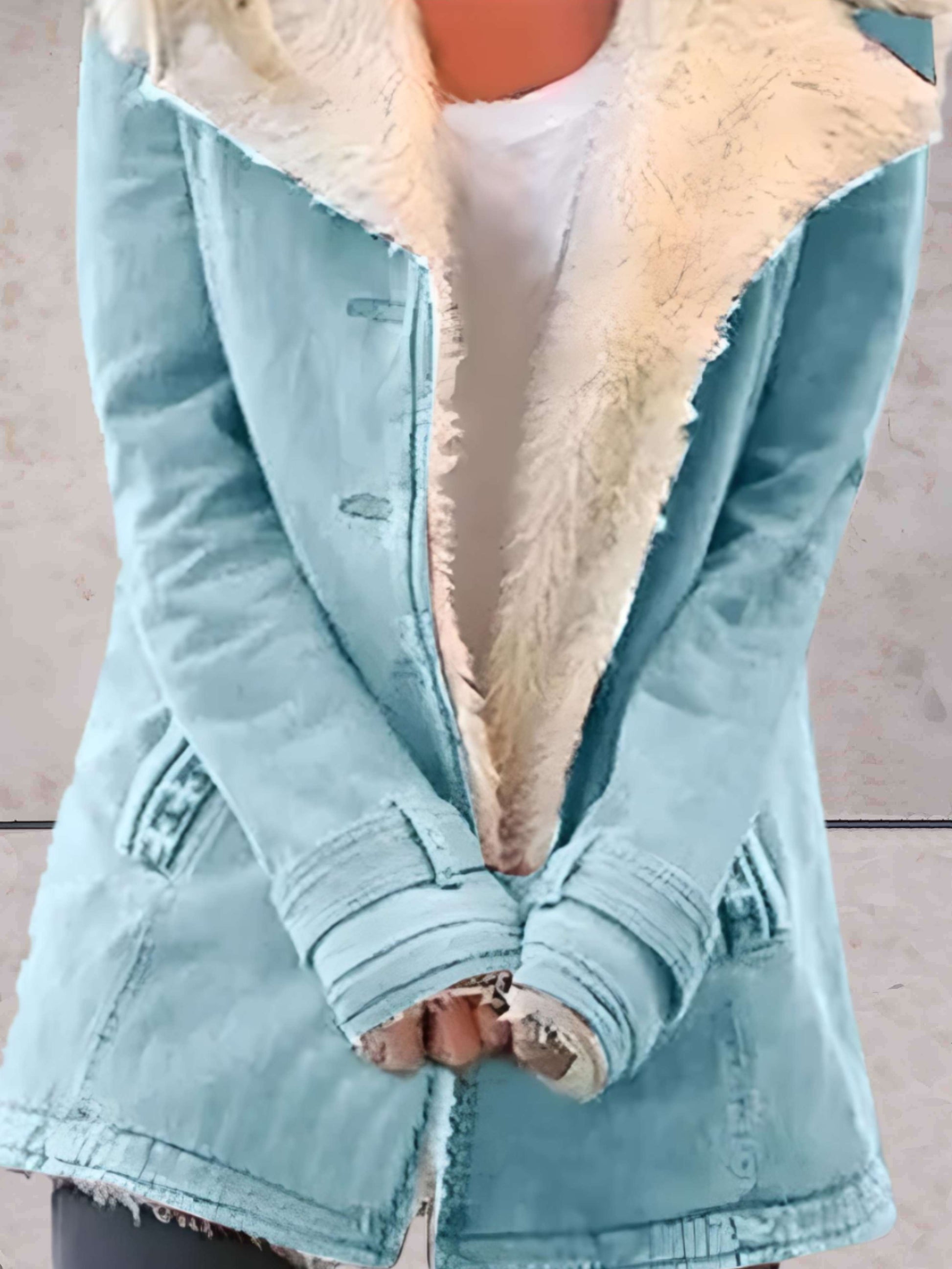 "Stijlvolle winterjas voor dames met warme imitatiebontvoering, elegant ontwerp en waterafstotende eigenschappen."