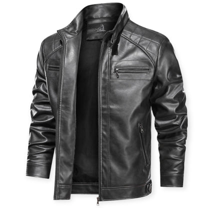 "Stoer leren jack met meerdere zakken, zwart of bruin, voor dames. Perfect voor elke gelegenheid, met robuust design."