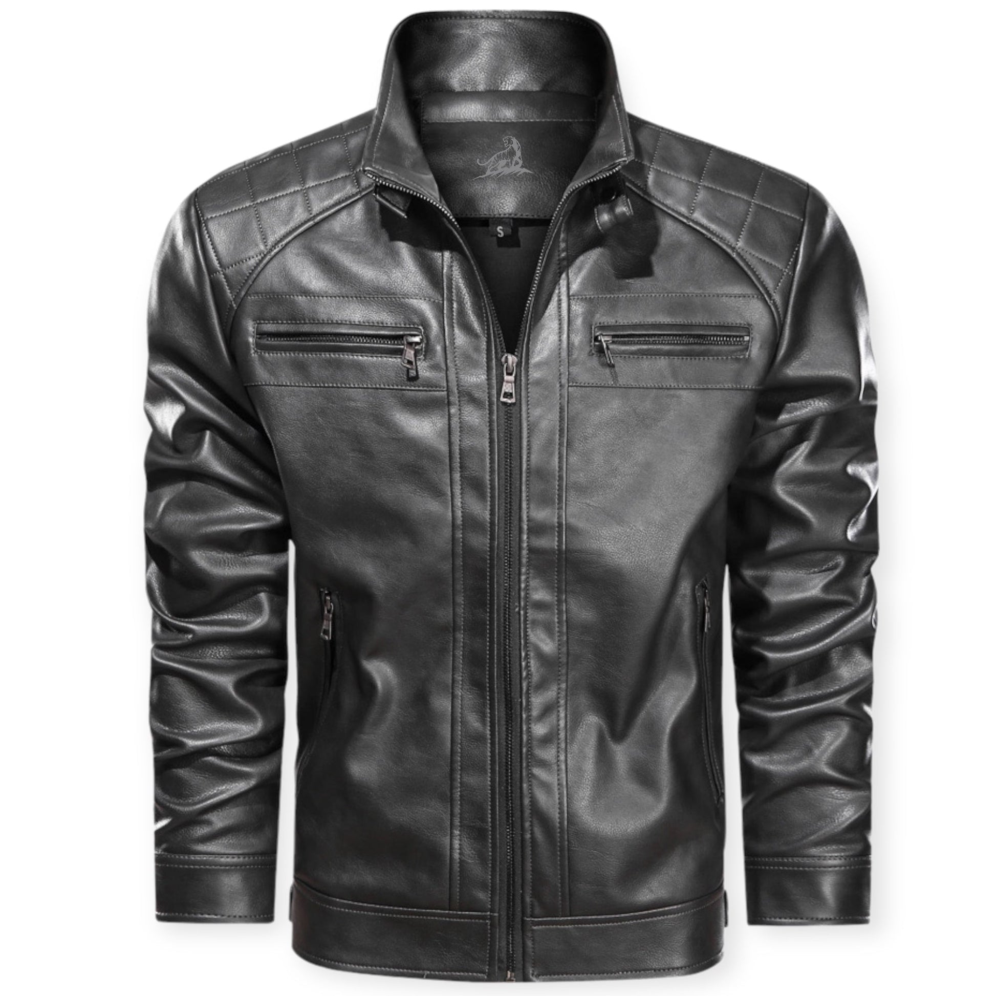 "Stoer leren jack met meerdere zakken, zwart of bruin, voor dames. Perfect voor elke gelegenheid, met robuust design."