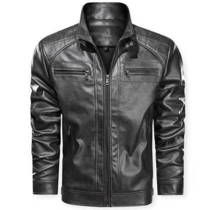 "Stoer leren jack met meerdere zakken, zwart of bruin, voor dames. Perfect voor elke gelegenheid, met robuust design."