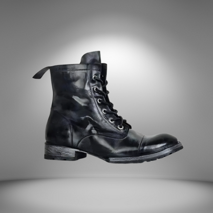 "Stoere Martin Boots heren, vintage westernstijl, hoogwaardig leer, robuust design, duurzaam en comfortabele pasvorm."