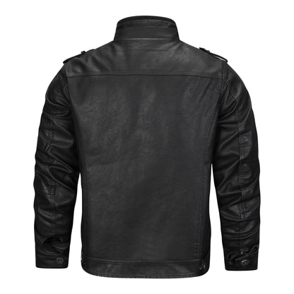 "Stoere zwarte leren jas voor heren met tijdloos design en duurzame pasvorm, perfect voor elke gelegenheid."