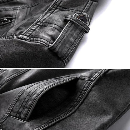 "Stoere zwarte leren jas voor heren met tijdloos design en duurzame pasvorm, perfect voor elke gelegenheid."