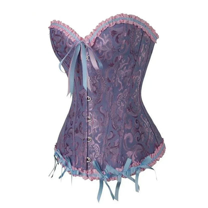Strapless zwart kanten dameskorset met bloemenpatroon en verstelbare sluiting; elegant design, ideaal voor diverse gelegenhed