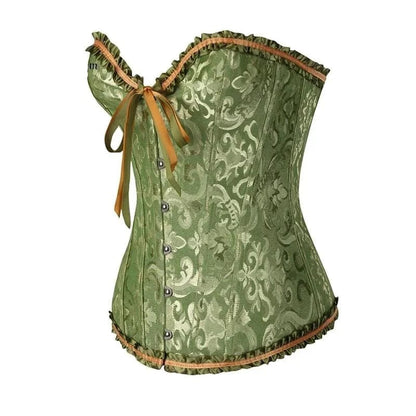 Strapless zwart kanten dameskorset met bloemenpatroon en verstelbare sluiting; elegant design, ideaal voor diverse gelegenhed