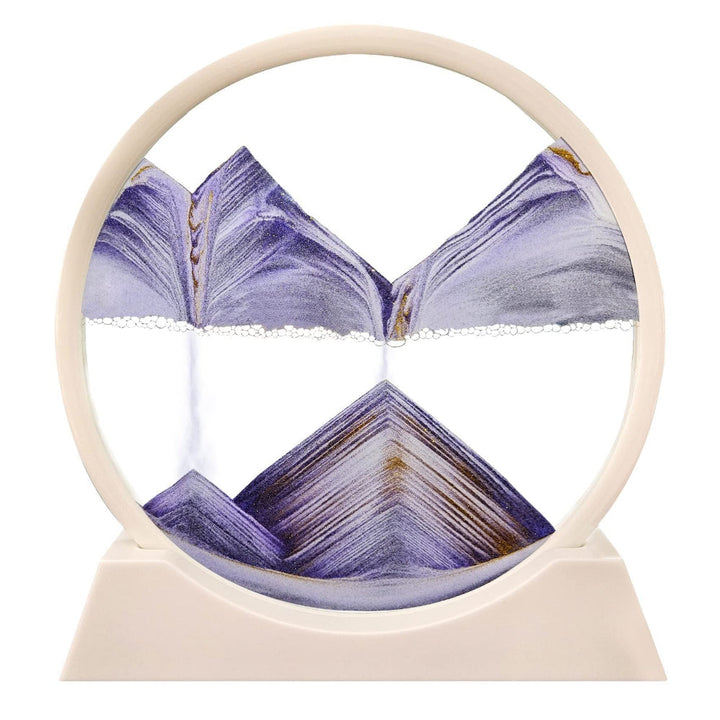 Geschenkidee: dynamische 3D zandkunst, glazen bol, serene sfeer.