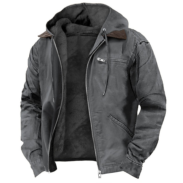 Vintage bruine heren winterjas Noah, functioneel en weerbestendig, perfect voor buitenactiviteiten.