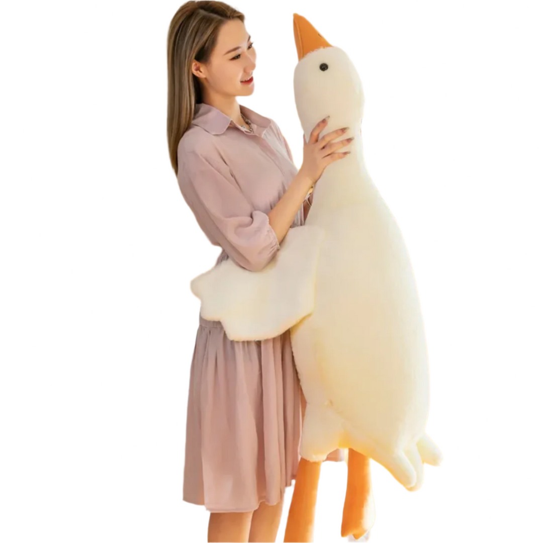 Superzacht pluche knuffel gans kussen. Perfect als speelgoed of comfortabele decoratie voor kinderkamer.