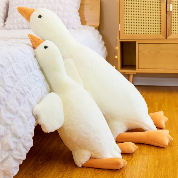 Gezellige unisex knuffel gans met lange nek. Perfect als zacht speelgoed, kussen of uniek cadeau.
