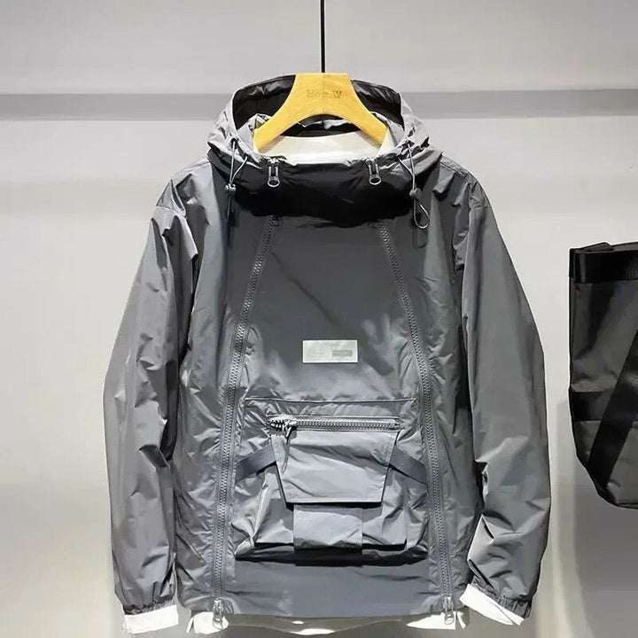 Veelzijdige heren hooded jas, een praktische dubbelrits windbreaker perfect voor streetwear in lente en herfst.