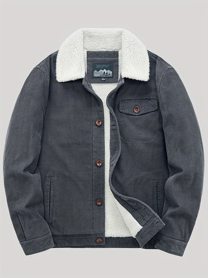 Moderne heren knoopjas, warme winterjas, perfect voor een stijlvolle casual look.