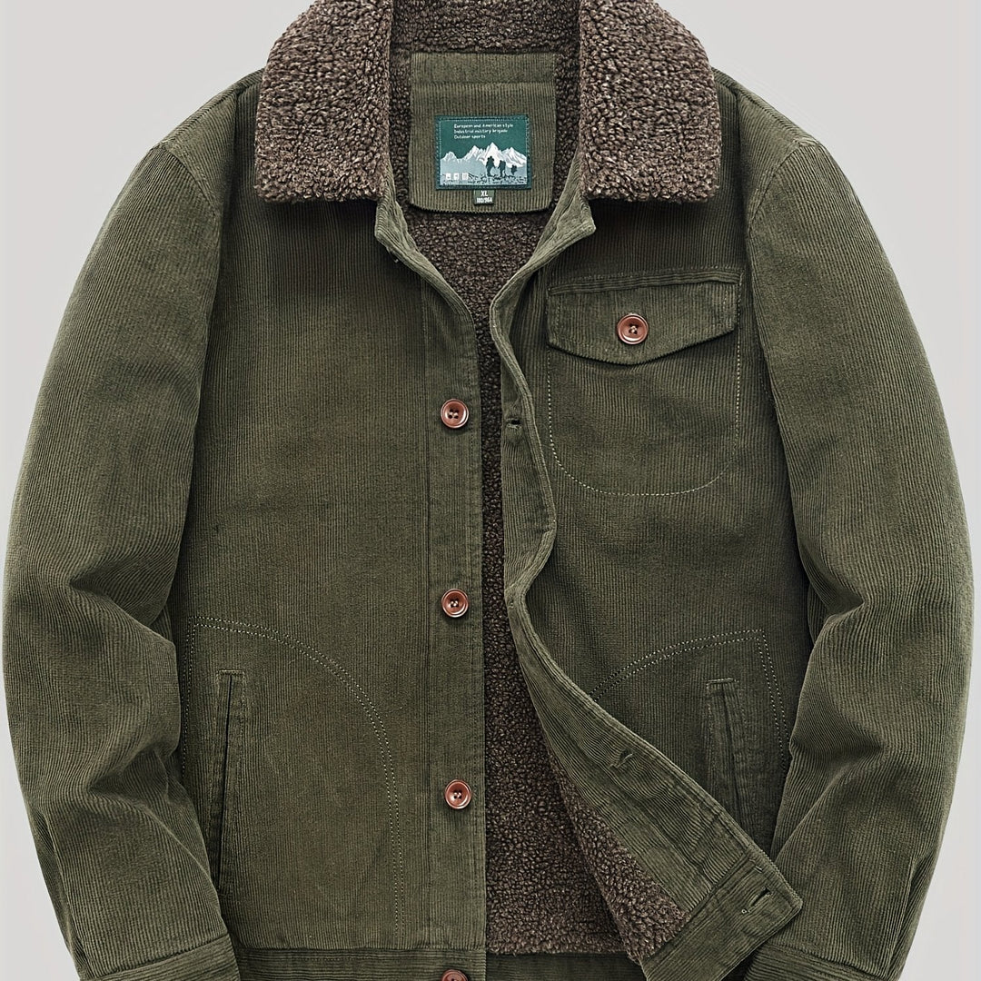 Warme heren winterjas met knopen, perfect voor een casual maar stijlvolle look in de stad.