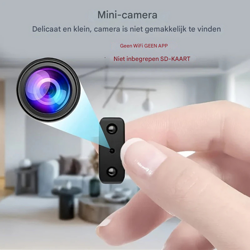 Mini spycam met krachtig nachtzicht, ideaal voor 24/7 onopvallende beveiliging in het donker.
