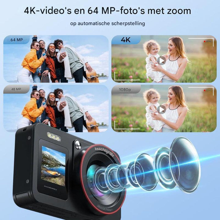 Veelzijdige 64MP 4K vlog camera, ook bruikbaar als webcam, perfect voor creatieve contentmakers.
