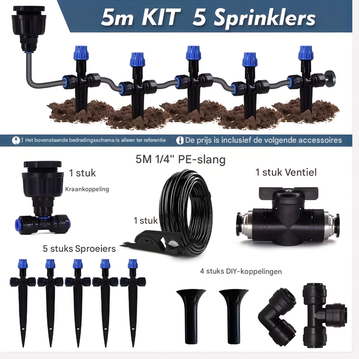 Drip irrigatiesysteem voor gezonde planten, efficiënte bewatering en optimale plantenverzorging in elke tuin.