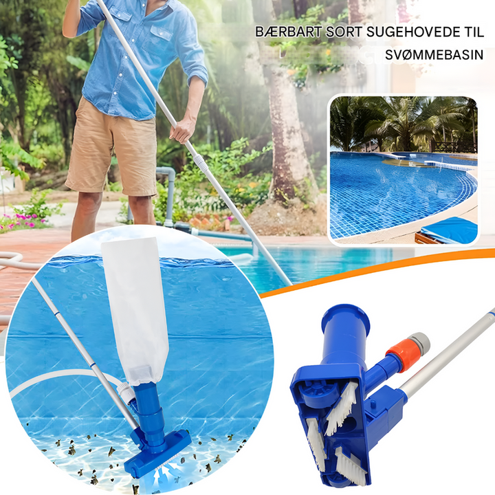 Handheld zwembadstofzuiger met tuinslangaansluiting. Perfect voor snelle schoonmaak van zwembad, spa, vijver.