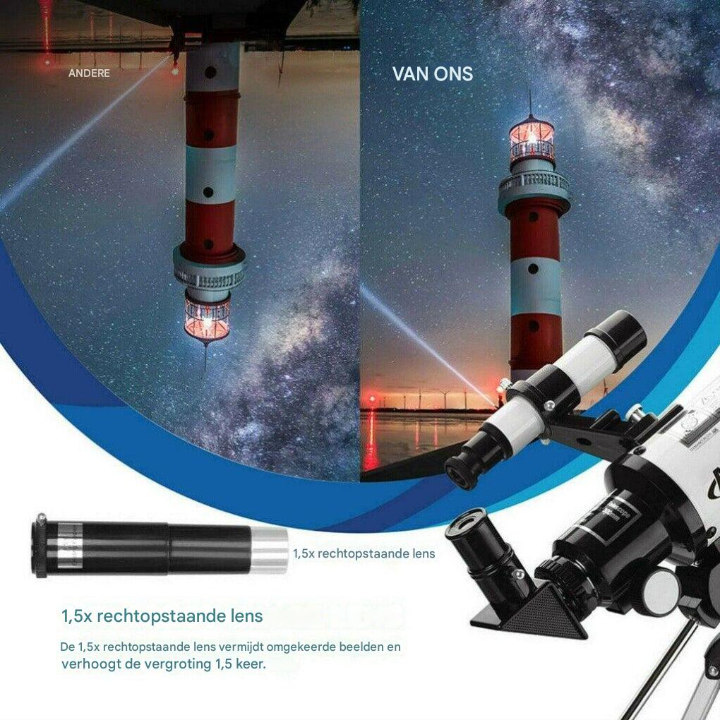 Professionele 300/70mm refractor telescoop met statief en telefoonhouder voor beginners astronomie.